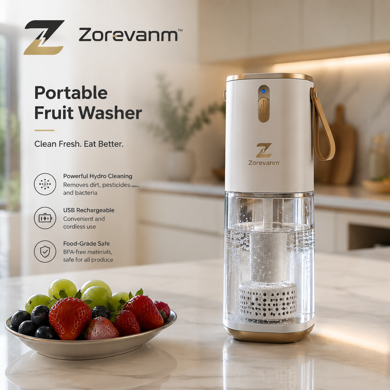 Zorevanm™ PureWash Portable Fruit & Veg Purifier