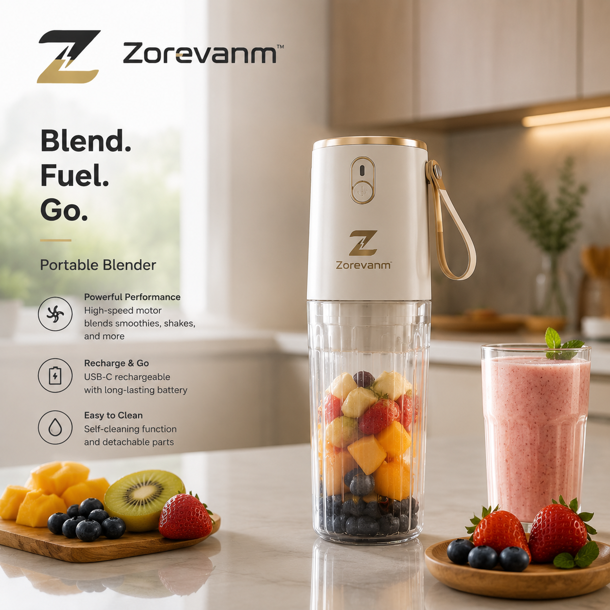 Zorevanm™ BlendGo Cordless Personal Smoothie Bottle