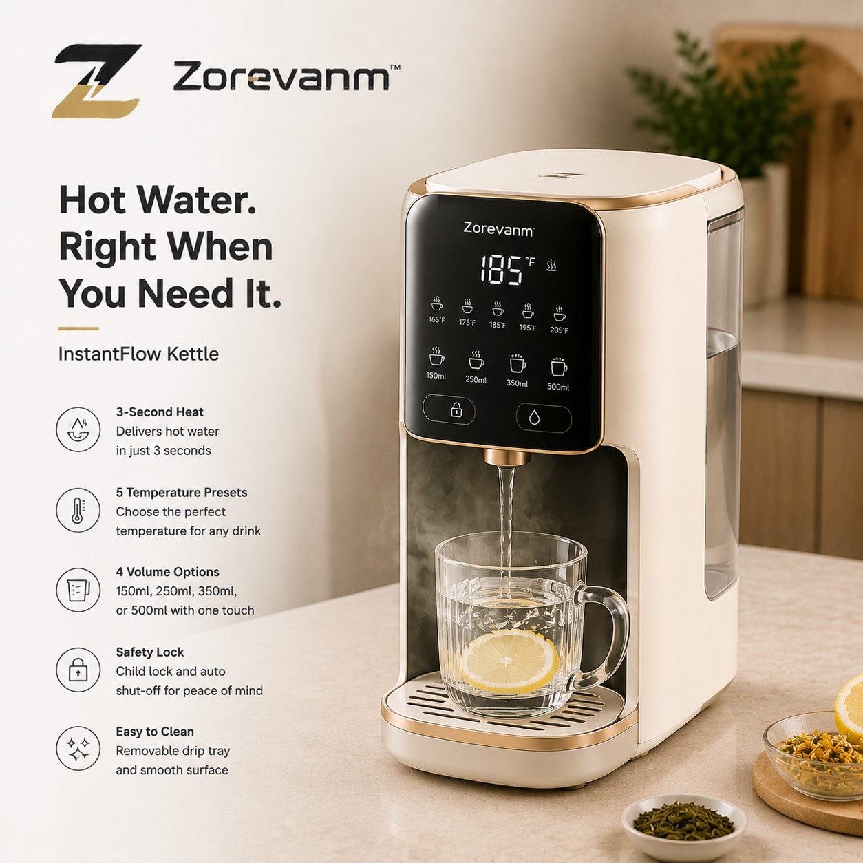 Zorevanm™ InstaHeat Precision Pour Smart Kettle System