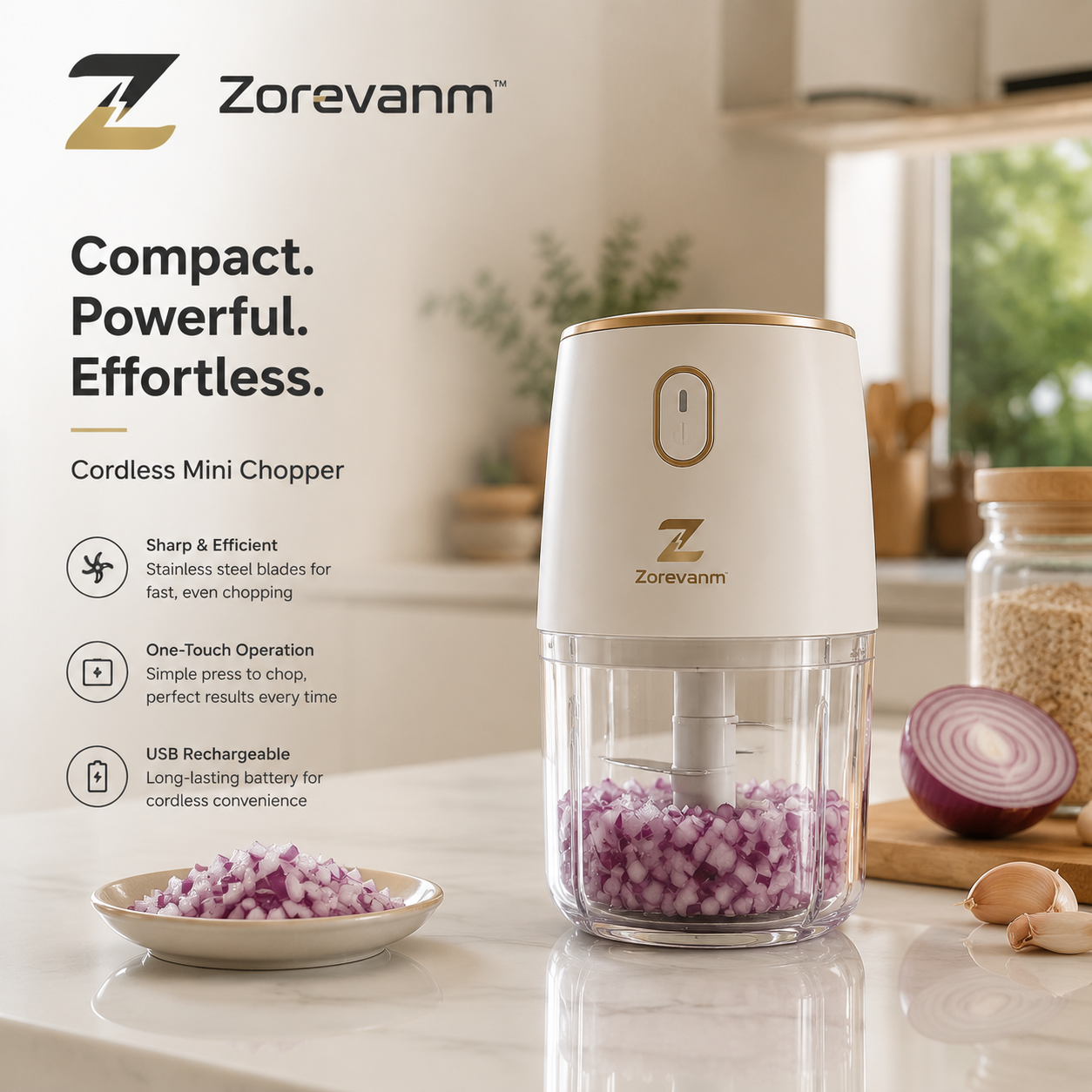 Zorevanm™ QuickSlice Cordless Precision Chopper