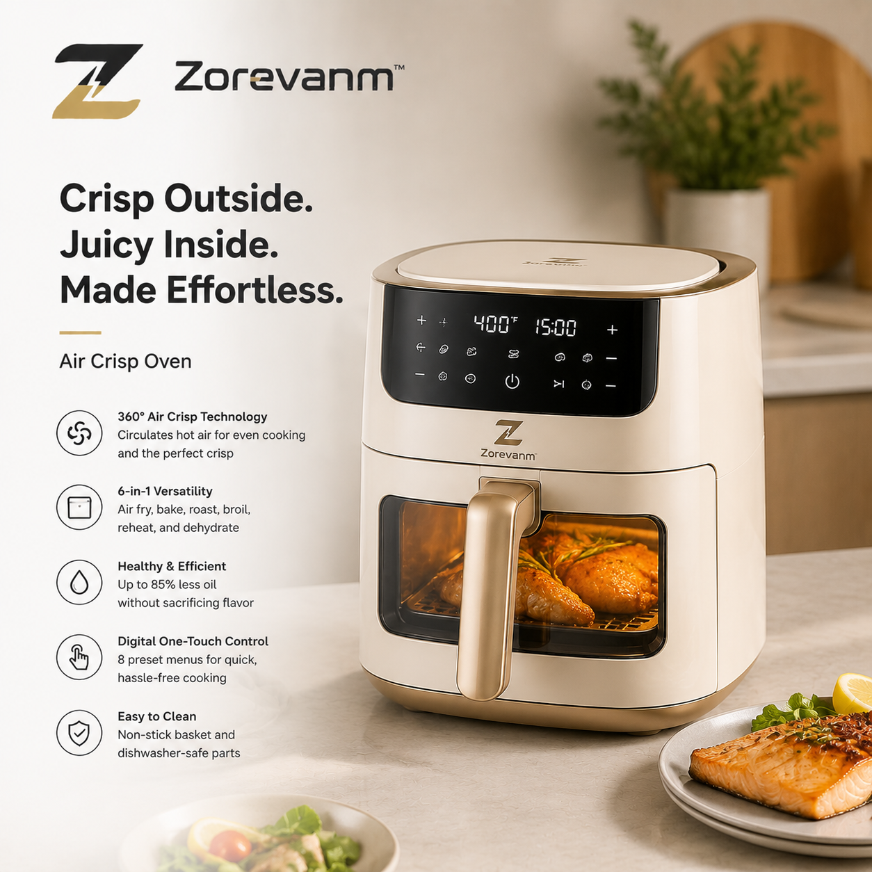 Zorevanm™ AirChef DuoZone Smart Air Crisp Oven